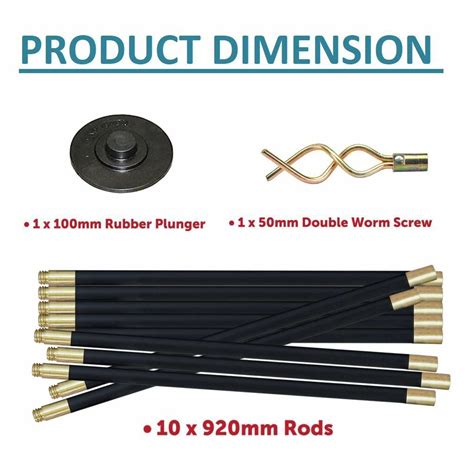 12 Piece 9m Drain Rods Plumbing Rod Set Cleaning Drainage Worm Screw ...