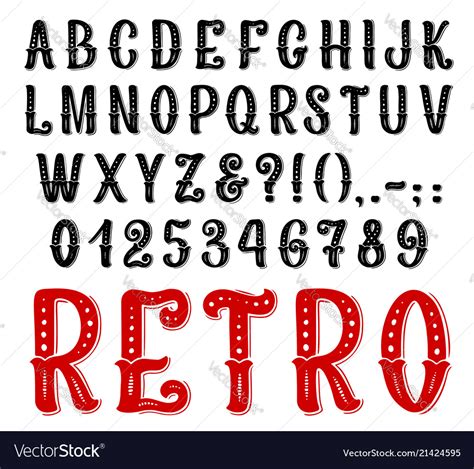 Retro decorative font full symbols and letters Vector Image