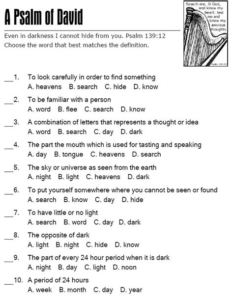 A Psalm of David - Multiple Choice | Psalm 139, Psalms, Childrens sermons