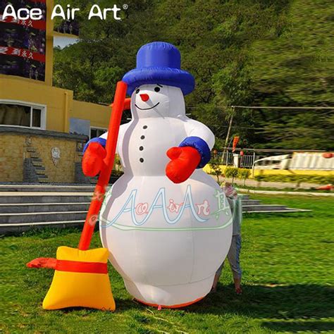 high quality inflatable Snowy Christmas Snowman,inflatable snowman with a besom for yard-in ...