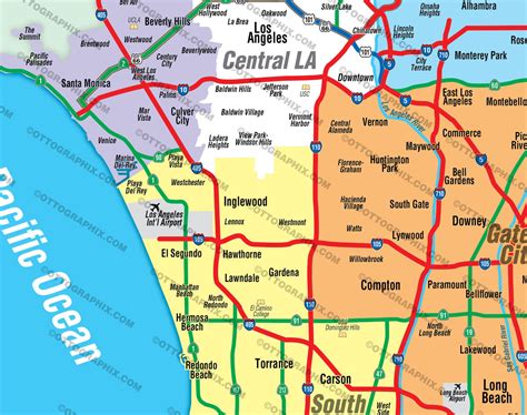 Los Angeles County Map - SOUTH (No Zip Codes) – Otto Maps