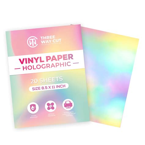 Buy Holographic Vinyl Sticker Paper 20 Sheets 8.5 x 11" Waterproof Printable Paper for Inkjet ...