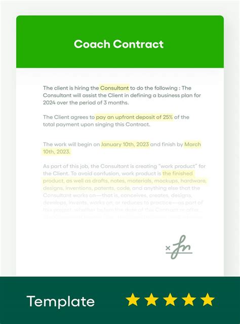 Coach Contract Template (FREE - 2023 Updated) - Bonsai