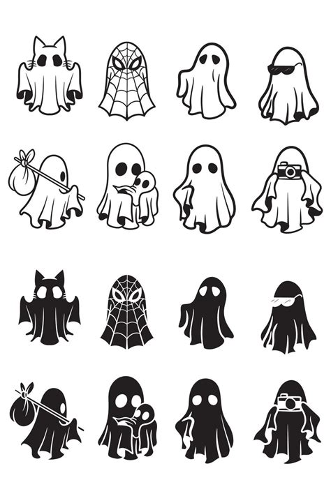 halloween ghost illustration vector set 13593282 Vector Art at Vecteezy