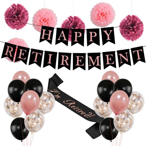 Retirement Party Decorations for Women, Rose Gold Happy Retirement ...