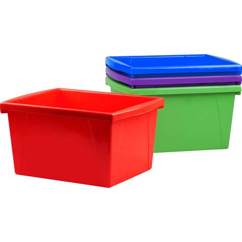 Storex, STX61476U03C, 4 Piece Small Storage Bins, 4 / Set, Assorted Bright - Walmart.com