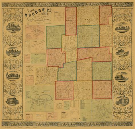 Morrow County Ohio 1857 Old Wall Map Reprint With Homeowner Names Farm Lines - Etsy