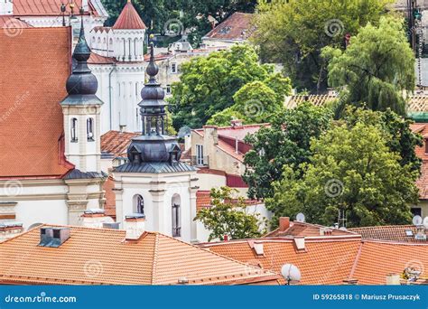 Vilnius Old Town Cityscape, Lithuania Stock Photo - Image of panorama ...