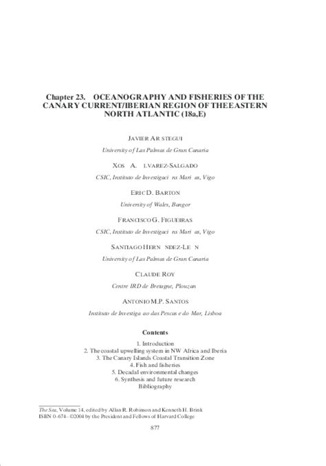 (PDF) Chapter 23. OCEANOGRAPHY AND FISHERIES OF THE CANARY CURRENT/IBERIAN REGION OF THEEASTERN ...