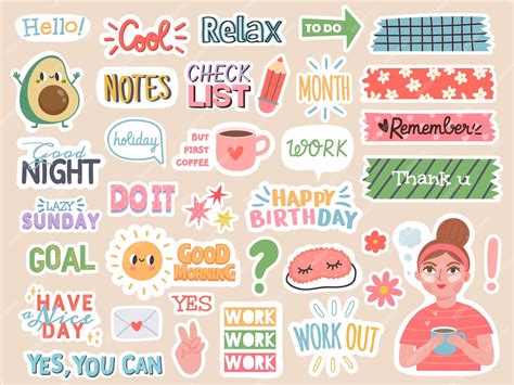 Premium Vector | Planner stickers. Cartoon characters and motivation ...