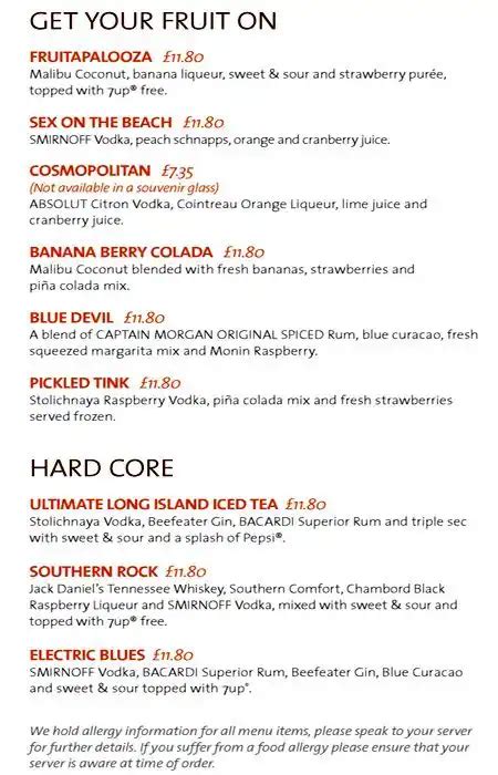 Hard Rock Cafe Menu, Menu for Hard Rock Cafe, City Centre, Glasgow - Zomato UK