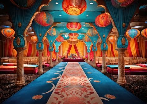 Premium AI Image | A Bollywood themed wedding with elaborate decorations