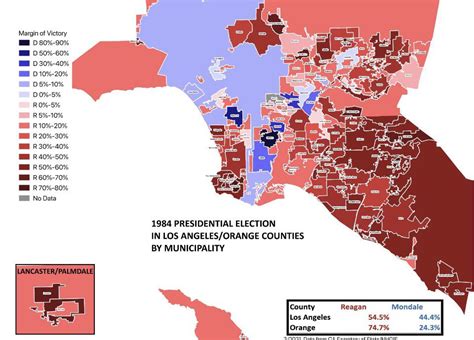 1984 Presidential election results In Los Angeles and Orange County by ...