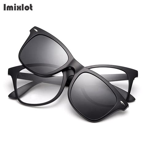 2 In 1 Magnet Sunglasses Clip Mirrored Clip On Sunglasses Clip On Glasses Men Polarized Clips ...