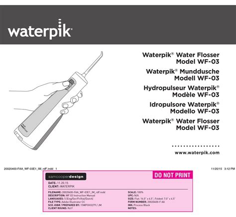 WATERPIK WF-03 INSTRUCTIONS MANUAL Pdf Download | ManualsLib