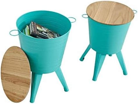 SQAXC Coffee Table Metal Stools Ottoman Nightstand Cocktail Table End Tables with Wood Top ...