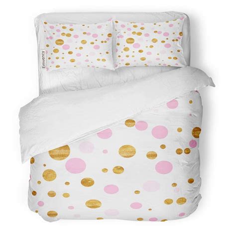 ZHANZZK 3 Piece Bedding Set Birthday Pattern of Pink and Gold Dots Confetti Anniversary Twin ...