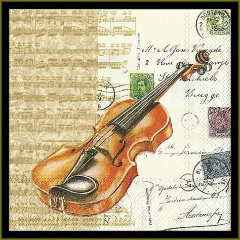 Violin Musical Notes Tissue Paper Napkins Use For Decoupage