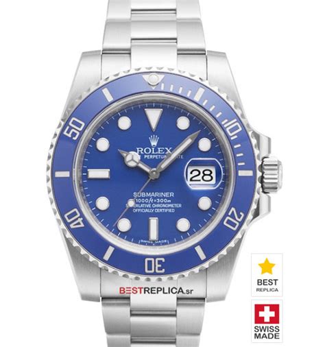 Rolex Submariner 18k White Gold Blue Dial Ceramic Bezel - BestReplica