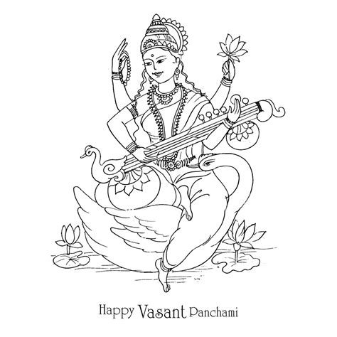 Indian God Saraswati Maa on Vasant Panchami religious festival ...