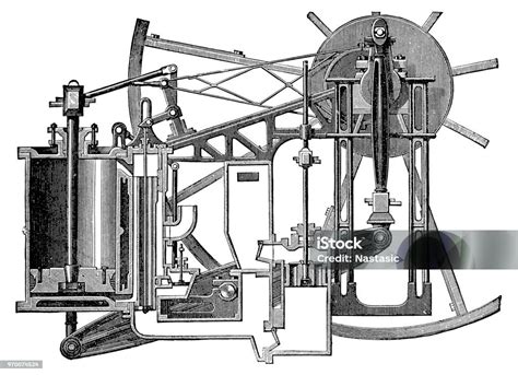 Steamboat Machine System Stock Illustration - Download Image Now - History, Industry, Road-going ...