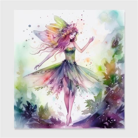 Premium AI Image | A painting of a fairy with a flower on her head