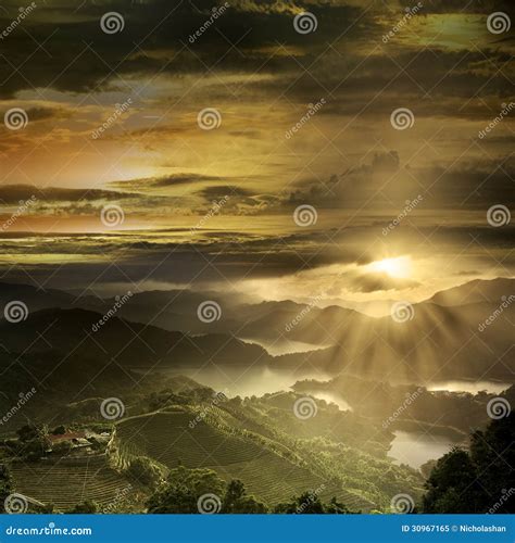 Beautiful Mountain Sunset Scenery Stock Image - Image of sunny, destinations: 30967165