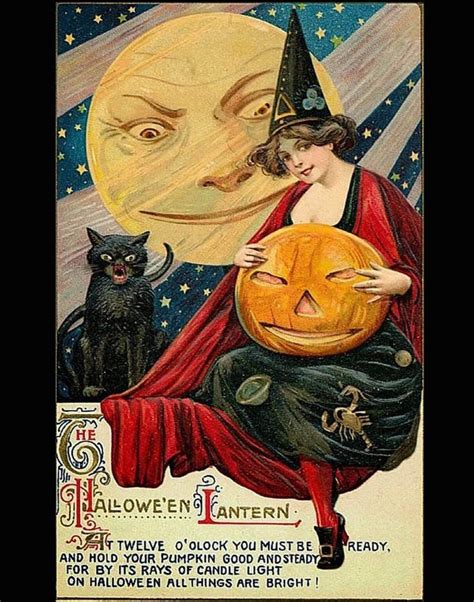 Halloween Decor Vintage Halloween Card Pretty Witch With - Etsy Canada