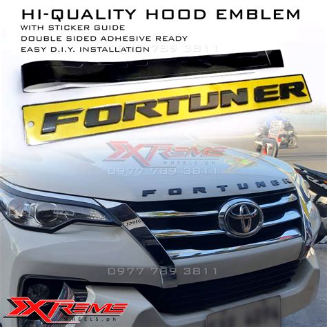 Toyota FORTUNER 2016-2023 With Sticker Guide Hood Emblem matte black ...