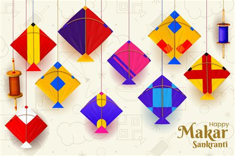 makar sankranti kites background 16723395 Vector Art at Vecteezy