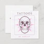 Pink Gothic Skull Tattoo Artist Salon Studio Cool Square Business Card ...