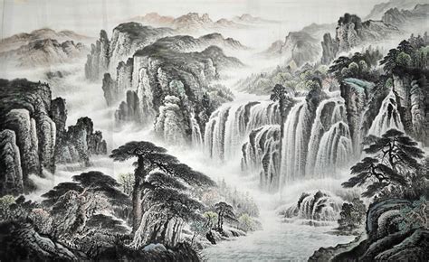 Chinese Waterfall Painting 1011024, 90cm x 180cm(35〃 x 71〃)