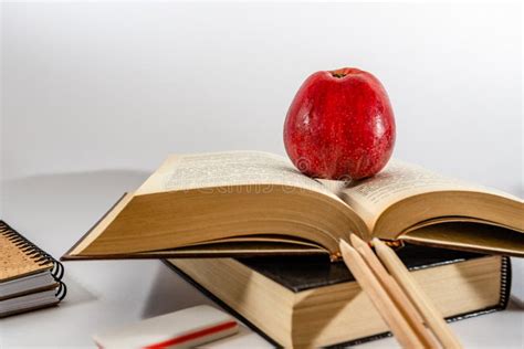 School Books On Desk. White Background Stock Photo - Image of copy, background: 140071422