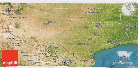 Satellite Panoramic Map of Texas