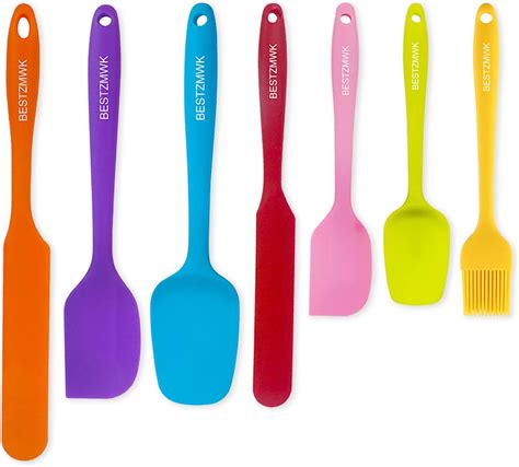 Colorful Baking Kitchen Spatula Set One Piece Design Spoon 7 Spatulas Silicone Heat Resistant ...