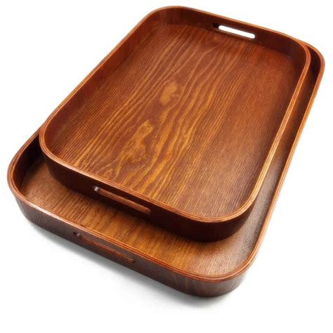 Wooden rectangular tea tray tea tray creative Japanese hotel wooden tray home collection tray-in ...