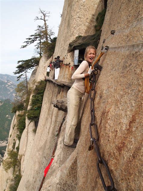 Don’t look down! at Hua Shan | Dangerous roads, Scary places, Places to travel