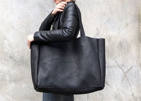 Large Leather Tote Bag, Leather Laptop Bag, Black Leather Bags, Leather ...