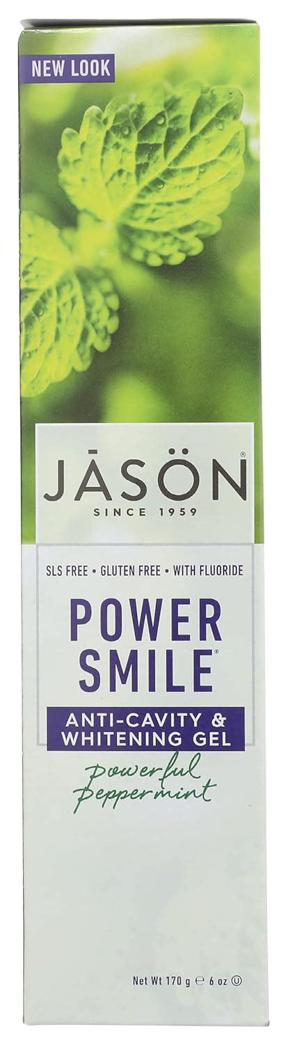 Amazon.com : Jason Natural Powersmile Anti-Cavity & Whitening Gel Powerful Peppermint Toothpaste ...