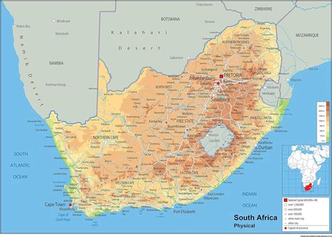 South Africa Physical Map - Paper Laminated (A2 Size 42 x 59.4 cm): Amazon.co.uk: Office Products