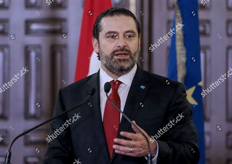 Lebanese Prime Minister Saad Hariri Speaks Editorial Stock Photo ...