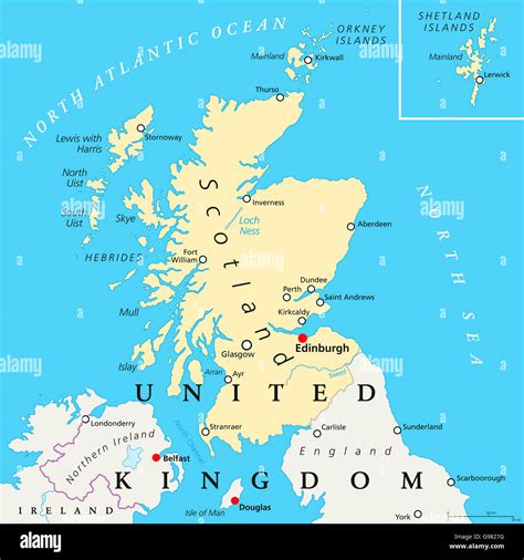 Scotland political map with capital Edinburgh, national borders and Stock Photo, Royalty Free ...