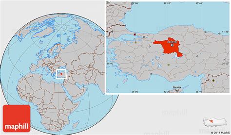 Gray Location Map of Ankara