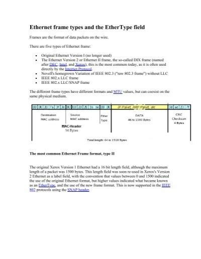 Ethernet frame types and the EtherType field