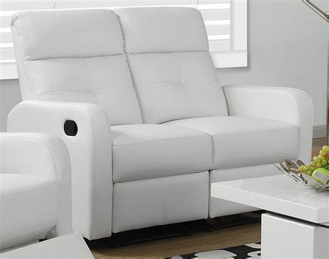 85WH-2 White Bonded Leather Reclining Loveseat from Monarch | Coleman ...