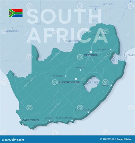 Verctor Map of Cities and Roads in South Africa. Stock Vector - Illustration of country, city ...