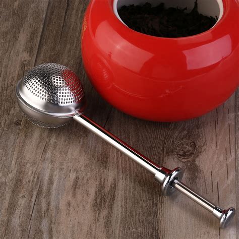 Shop Coffee & Tea Tools Online, Tea Infuser Stainless Steel Teapot Tea Strainer Ball Shape Push ...