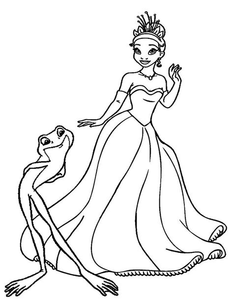 Tiana and Tiana Frog Coloring Page - Free Printable Coloring Pages for Kids