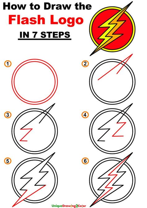 How to Draw the Flash Logo (Step by Step Drawing Guides) | Flash logo, Flash drawing, The flash