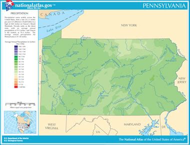 Map of Pennsylvania Lakes, Streams and Rivers